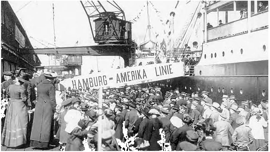 Germans leaving Hamburg by ship to America